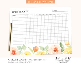 Habit Tracker Printable, Habit Tracker Template, Routine Tracker, 30 Day Habit Challenge, Monthly Habit Tracker, Habit Tracker, Goal Tracker