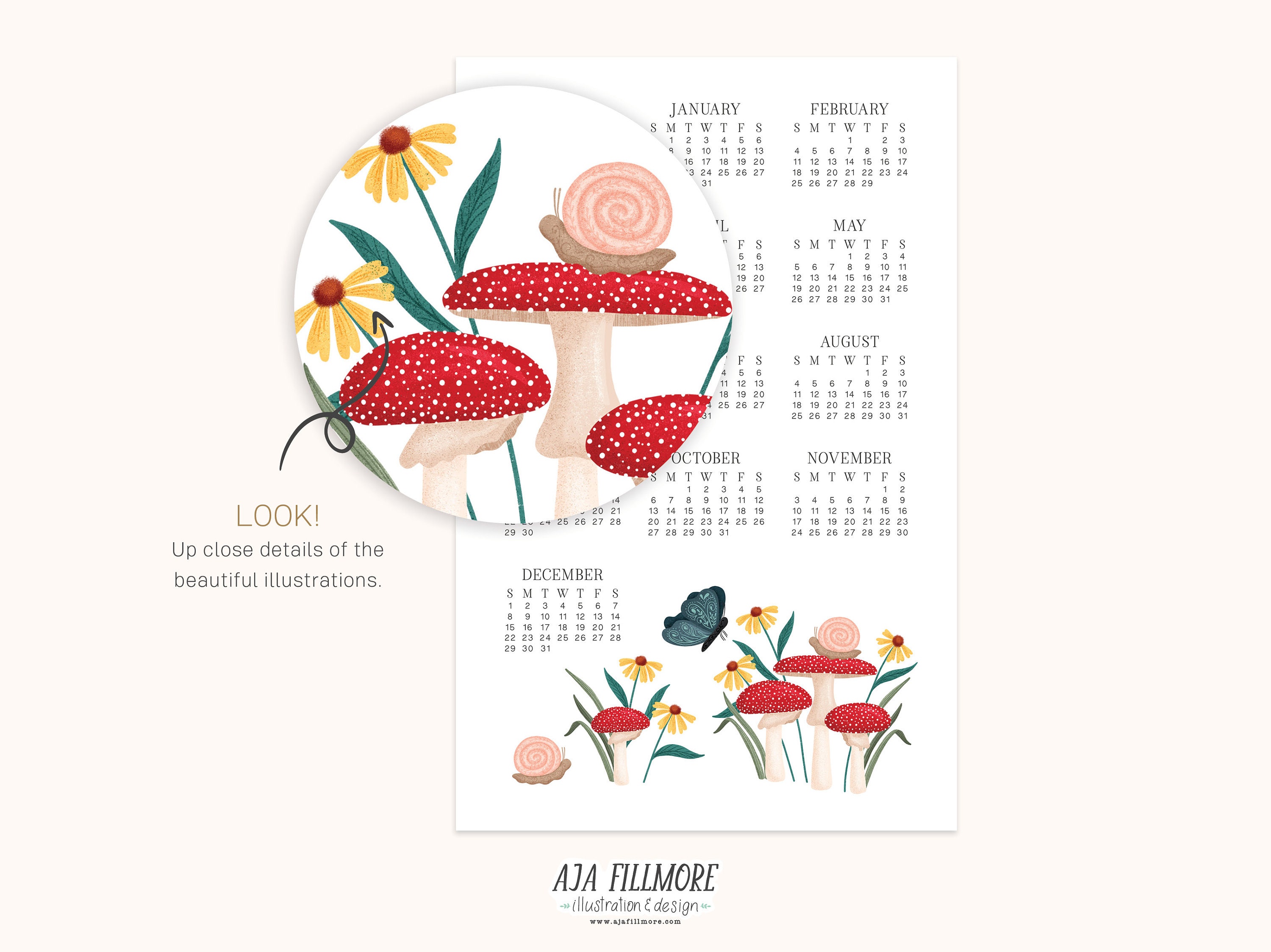 2024 Year at a Glance Calendar, 2024 Wall Calendar, 2024 Digital Wall ...
