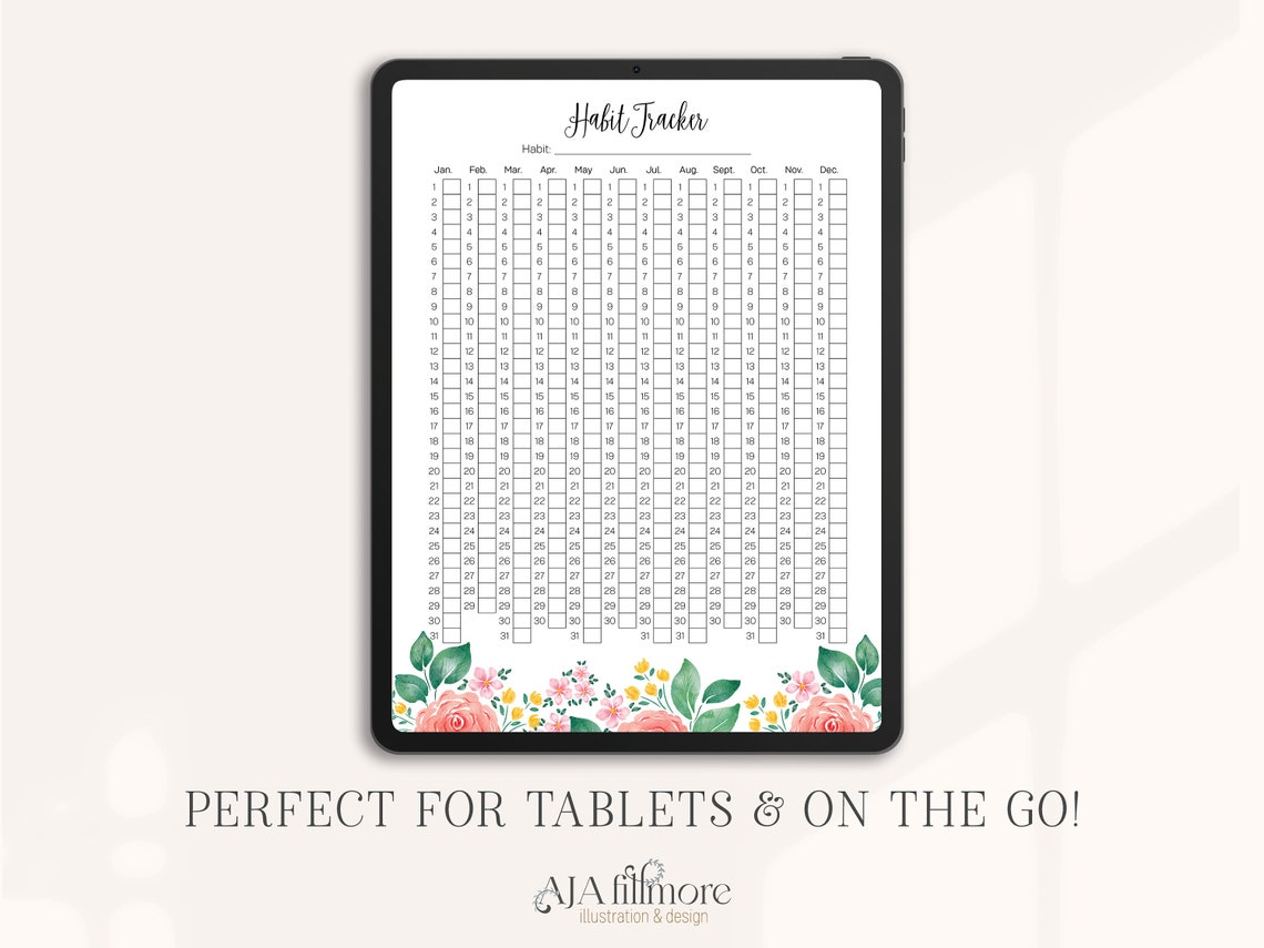 Habit Tracker Printable, 2024 Routine Tracker, Yearly Habit Challenge ...