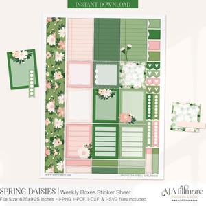 Printable Weekly Planner Stickers, Functional Planner Stickers, Digital Download, Spring Planner Stickers, Bullet Journal Stickers, svg
