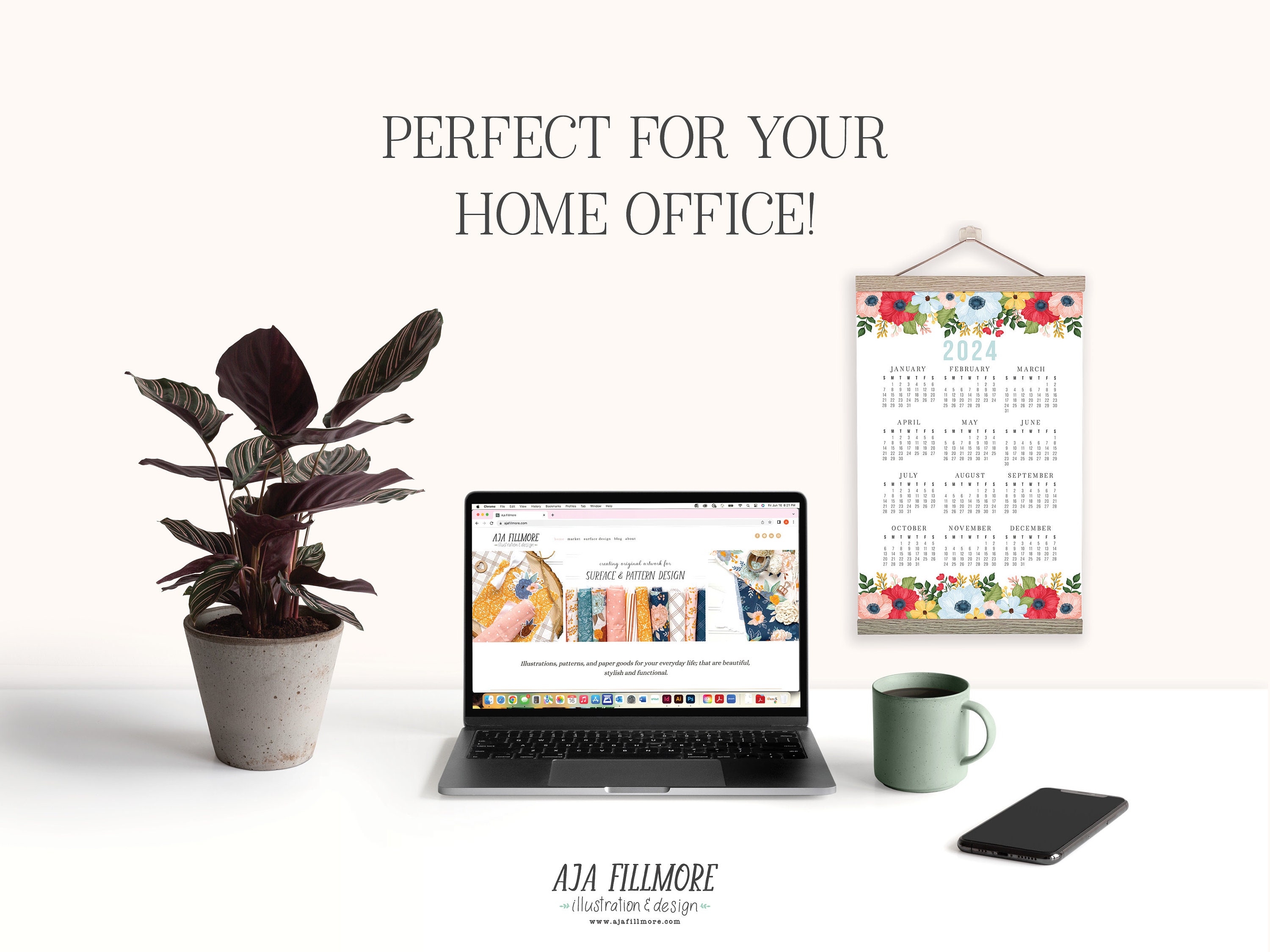 2024 Year at a Glance Calendar 2024 Wall Calendar 2024 Digital Wall