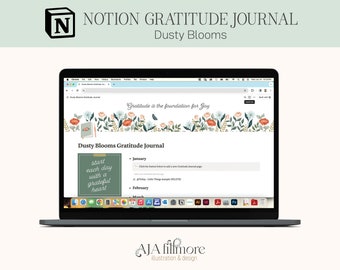 Notion Gratitude Journal Template, Digital Gratitude Journal, Notion Template, Digital Journal, Reflection Journal, Wellness Journal, Notion