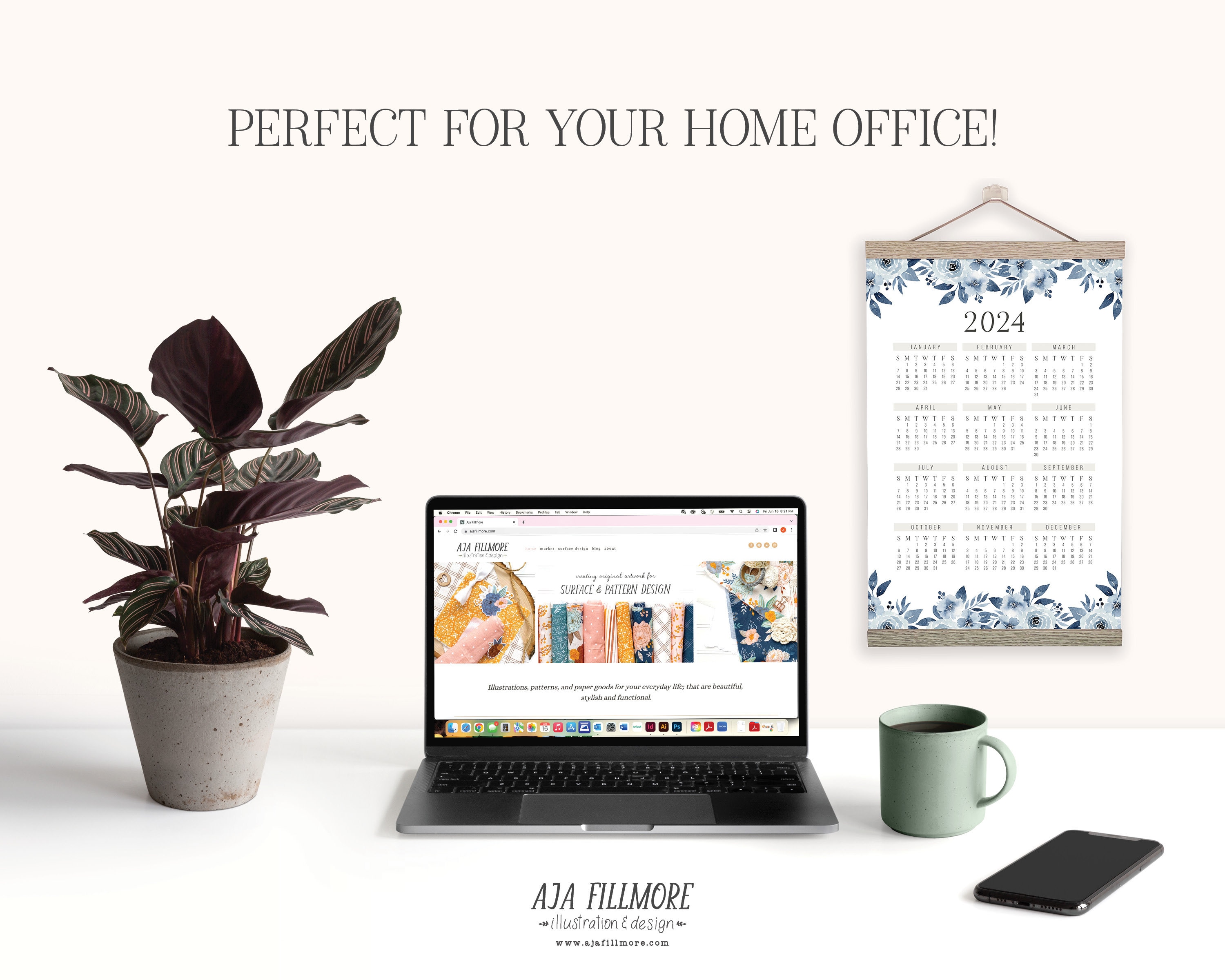 2024 Year at a Glance Calendar, 2024 Wall Calendar, 2024 Digital Wall