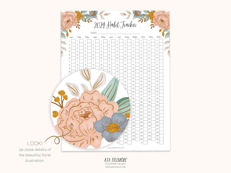 Habit Tracker Printable, 2024 Routine Tracker, Yearly Habit Challenge ...