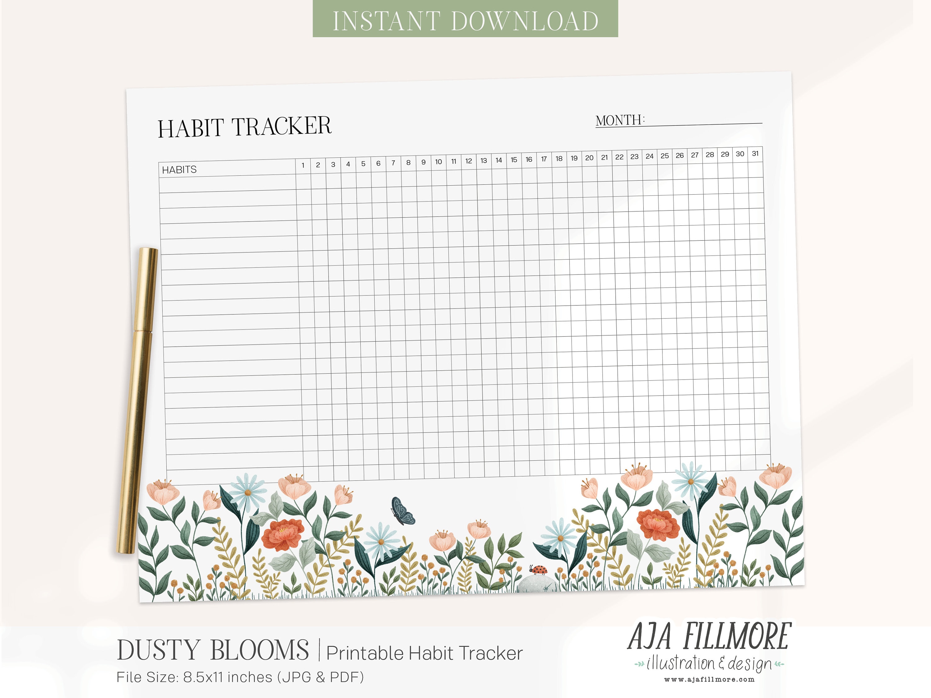 Habit Tracker Printable, Routine Tracker, 30 Day Habit Challenge ...
