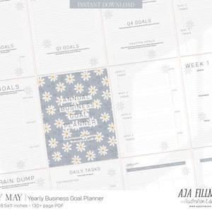 Business Planner | Yearly Business Goals Planner, Goal Setting, Business Plan, Goal Planner, Business Template, Business Goals, Productivity