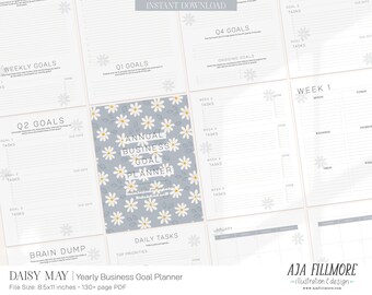 Business Planner | Yearly Business Goals Planner, Goal Setting, Business Plan, Goal Planner, Business Template, Business Goals, Productivity