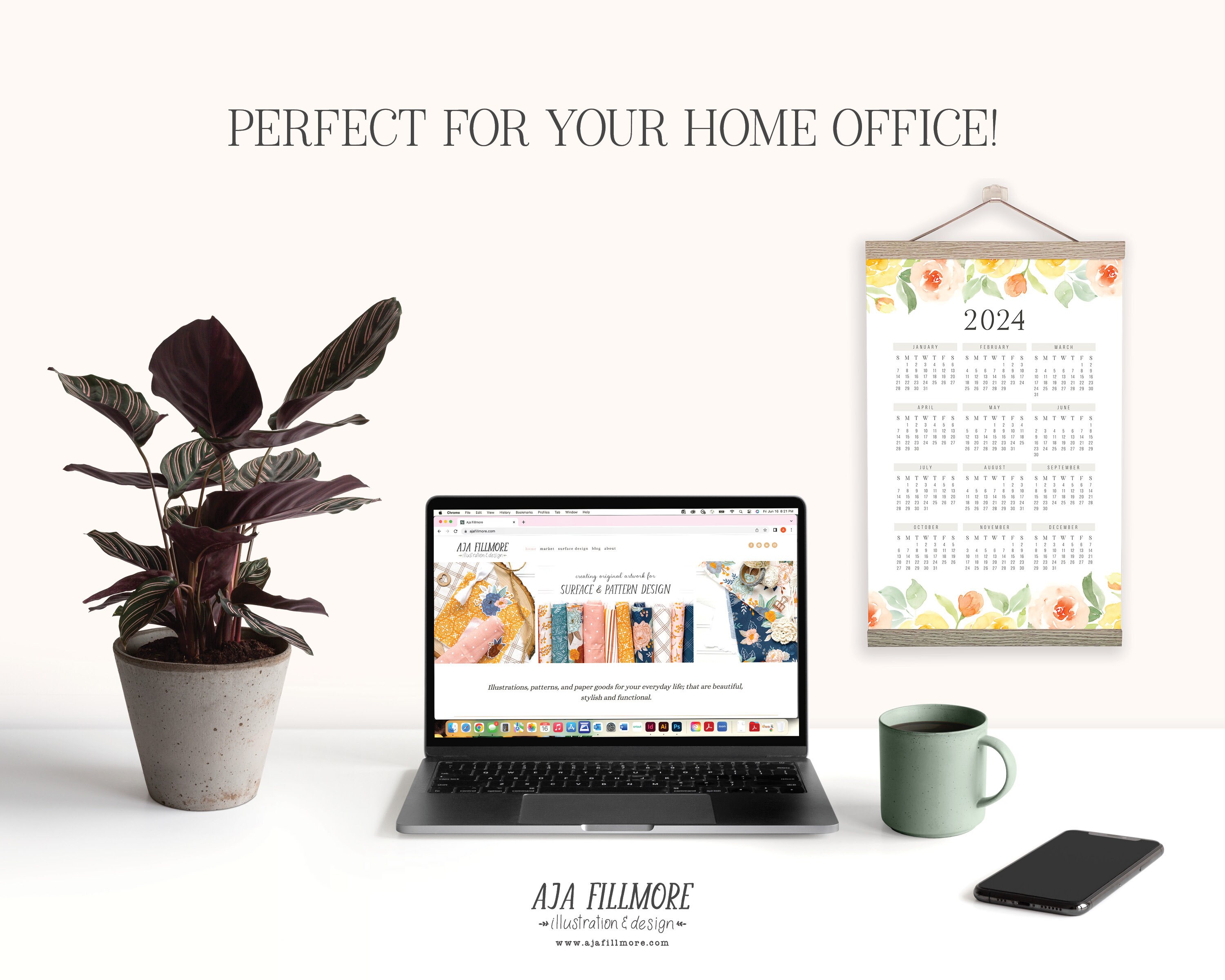 2024 Year at a Glance Calendar, 2024 Wall Calendar, 2024 Digital Wall