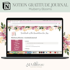 Notion Gratitude Journal Template, Digital Gratitude Journal, Notion Template, Digital Journal, Reflection Journal, Wellness Journal, Notion