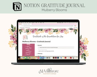 Notion Gratitude Journal Template, Digital Gratitude Journal, Notion Template, Digital Journal, Reflection Journal, Wellness Journal, Notion