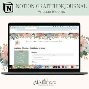 Notion Gratitude Journal Template, Digital Gratitude Journal, Notion Template, Digital Journal, Reflection Journal, Wellness Journal, Notion