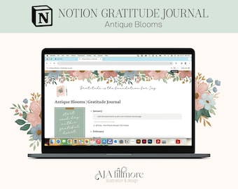 Notion Gratitude Journal Template, Digital Gratitude Journal, Notion Template, Digital Journal, Reflection Journal, Wellness Journal, Notion