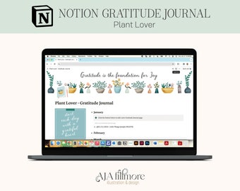 Notion Gratitude Journal Template, Digital Gratitude Journal, Notion Template, Digital Journal, Reflection Journal, Wellness Journal, Notion