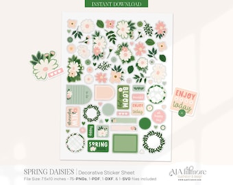 Printable Decorative Planner Stickers, Functional Planner Stickers, Digital Download, Cricut Silhouette Stickers, Bullet Journal Stickers