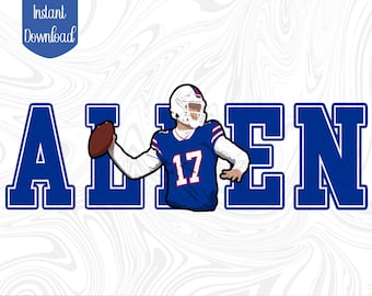 Allen Digital Clipart | Bills PNG | Buffalo Football Instant File | Allen Jersey| Diggs Football Sublimation | Go Bills | Bills Mafia