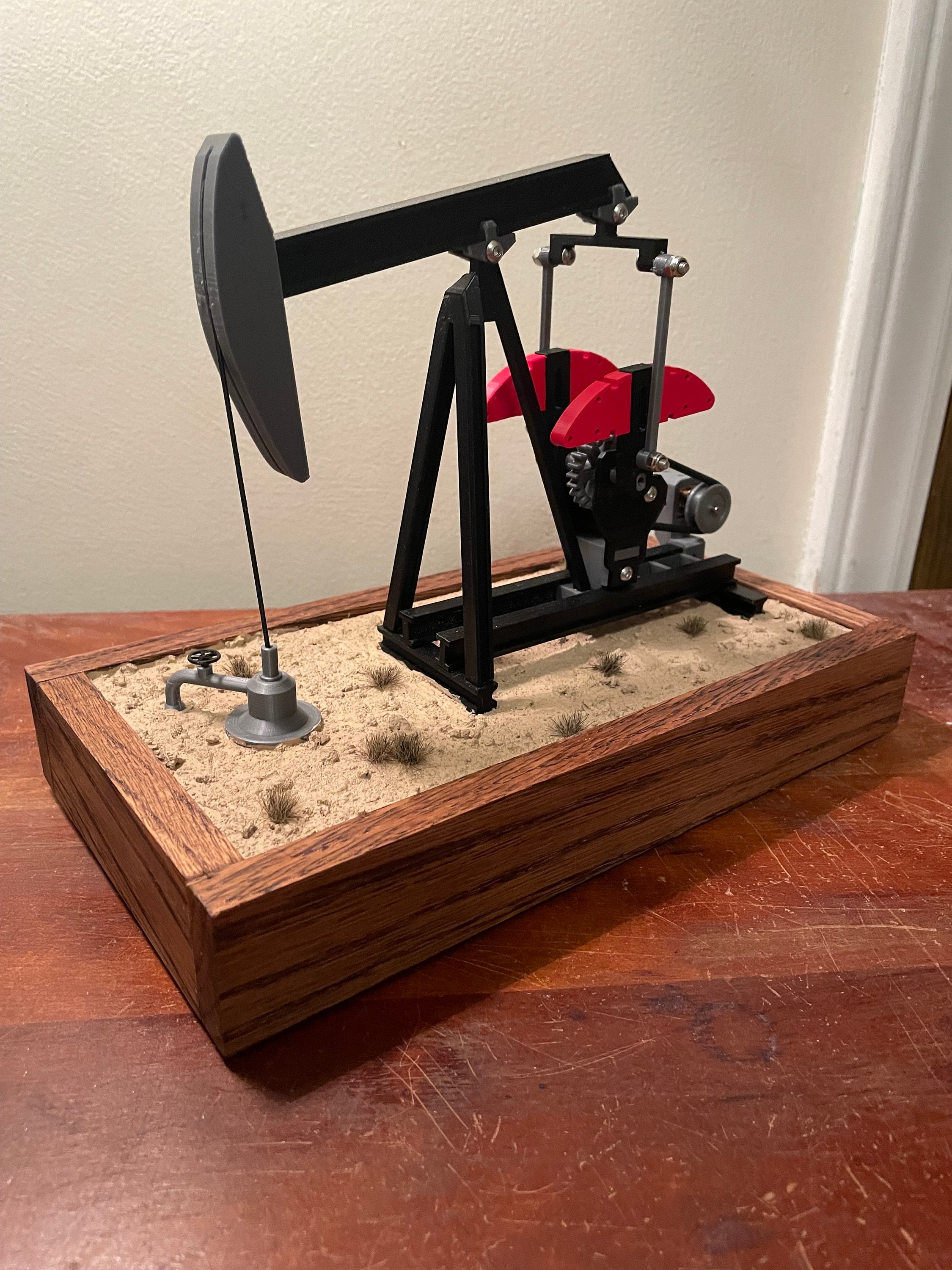 Oil Rig Model V2 3d Printed Motorized Pumpjack Oil Derrick Decor