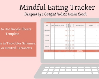Täglicher Mindful Eating Tracker, Food Log, Mahlzeiten- und Essensplaner, Google Sheets Vorlage, Gesundheit und Fitness