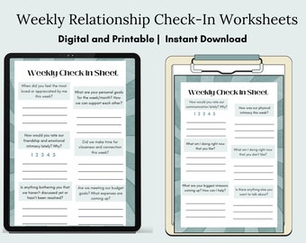Arbeitsblatt zum Check-In für Paare: Wöchentliche Partnerfragen (druckbare PDF-Datei)