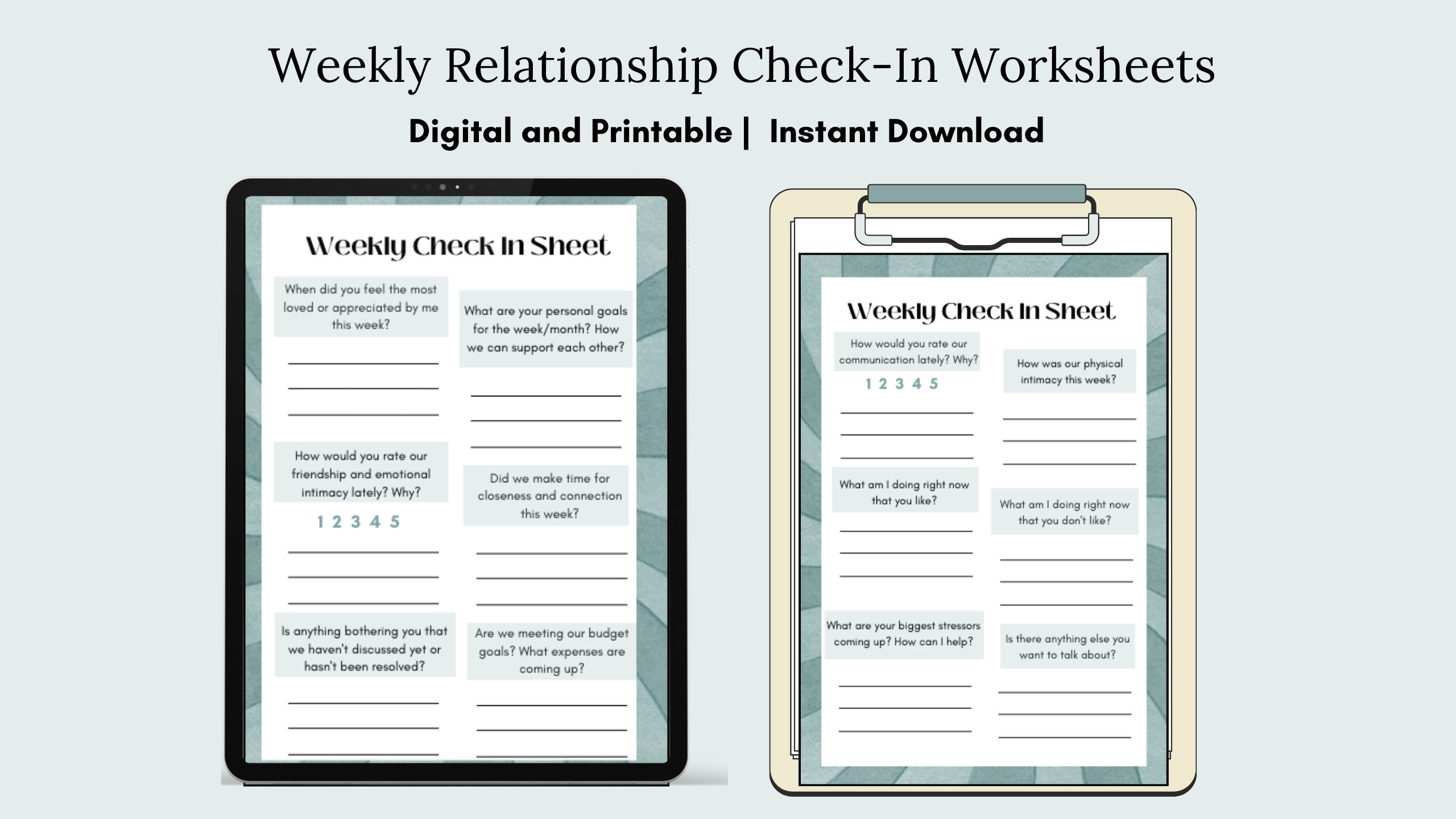 Relationship Check in Worksheet Printable Weekly Partner Questions Relationship Check in Worksheet Printable Weekly Partner Questions