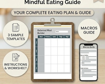 Balanced Meal Builder | Mindful Eating Guide, Macros Tracker (Digital Download)
