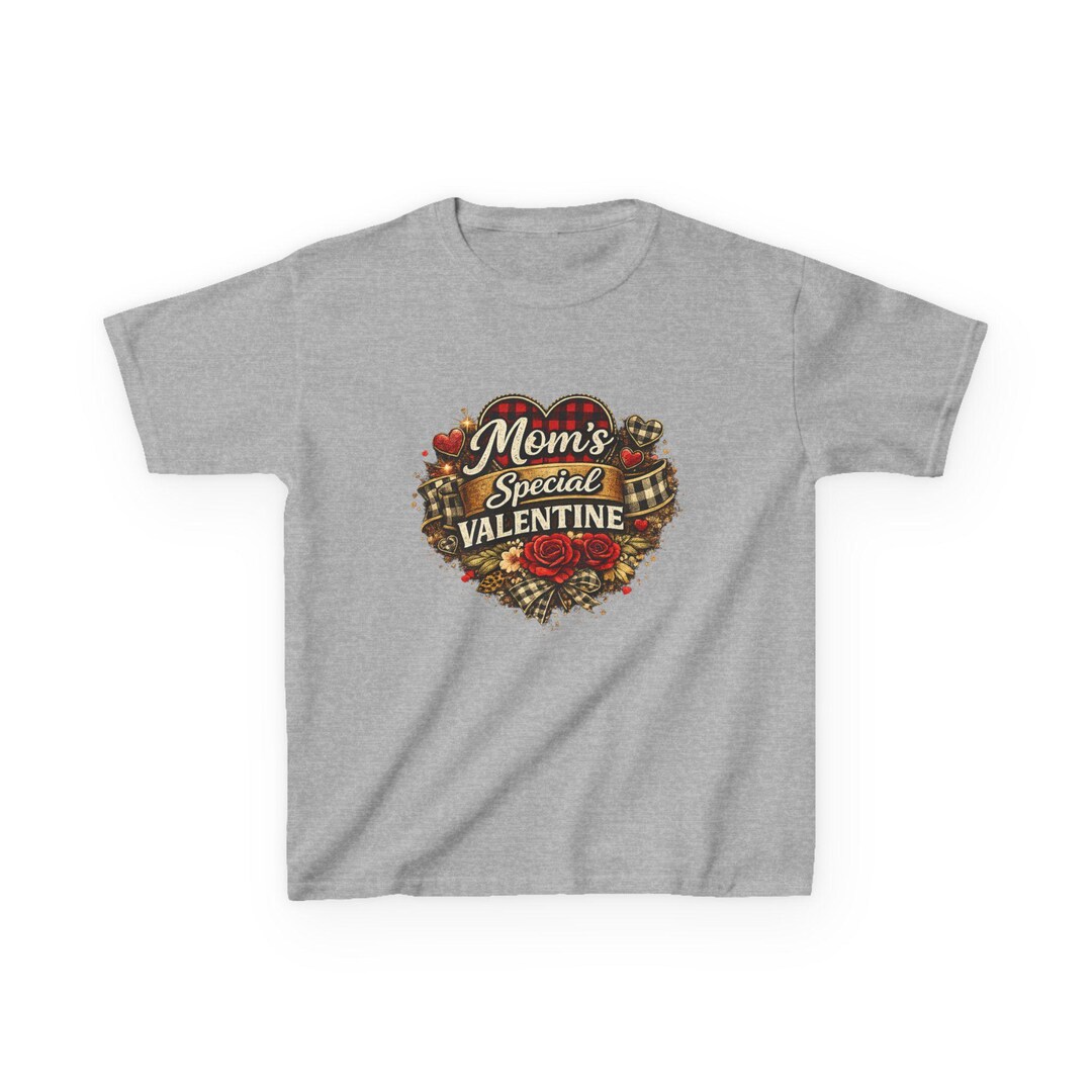 Mom's Special Valentine Kids Tee | Heart Plaid Floral Valentine's Day ...