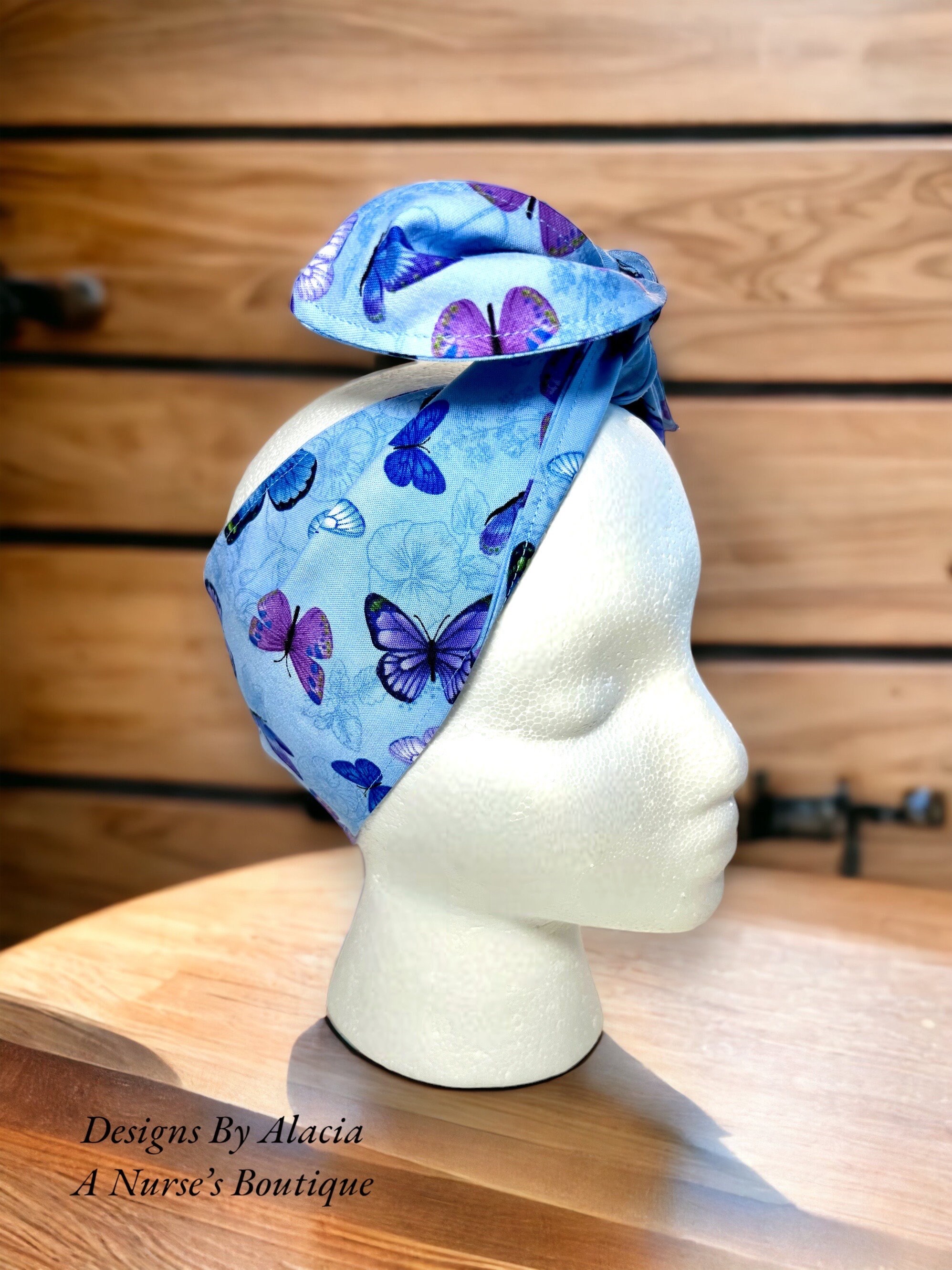 Blue Purple Butterfly Head Scarf Hair Wrap Headband 100 Etsy