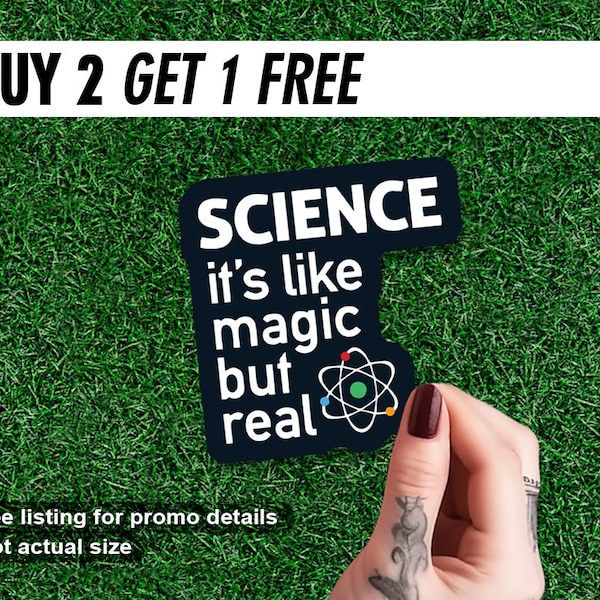 Science its like magic but real Sticker funny trendy dna cute nerd art pun indie 90s