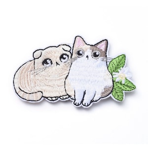 Cuddling Cats Embroidered Iron On Patch Applique