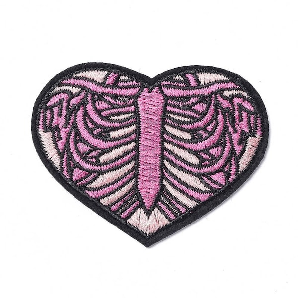 Rib Cage Heart - Iron on patch - Embroided patch - Applique