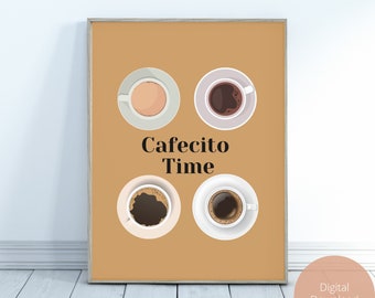 Simple Digital Coffee Print, Spanish Coffee Sign, Cafecito y Chisme, Smiple coffee print to remember to sip and enjoy