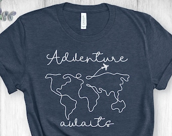 Adventure Awaits T-Shirt: World Map Travel Shirt