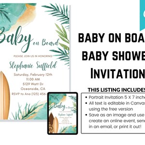 EDITABLE Baby on Board Baby Shower Invitation