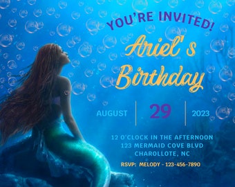 EDITABLE Mermaid Birthday Invitation; Instant Download Mermaid Invitation