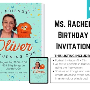 EDITABLE Ms. Rachel Birthday Invitation; Instant Download Ms. Rachel ...