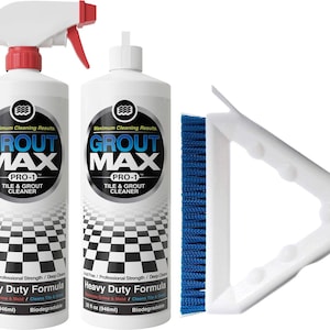 Maximum Cleaning Results. Grout Max Pro-1 Tile & Grout Cleaner - 2 PACK (32oz) bottles PLUS 9&quot; Scrub Brush - Fast-Acting, Acid-Free, No Odor