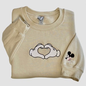 Mickey heart hands embroidered sweatshirt