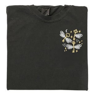 Flying Keys Embroidered T-Shirt, Winged Keys, Wizard T-shirt