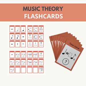 Tarjetas didácticas de teoría musical imprimibles / Valor del tiempo musical y aprendizaje de descansos / Recursos de teoría musical / Actividad educativa para niños de teoría musical