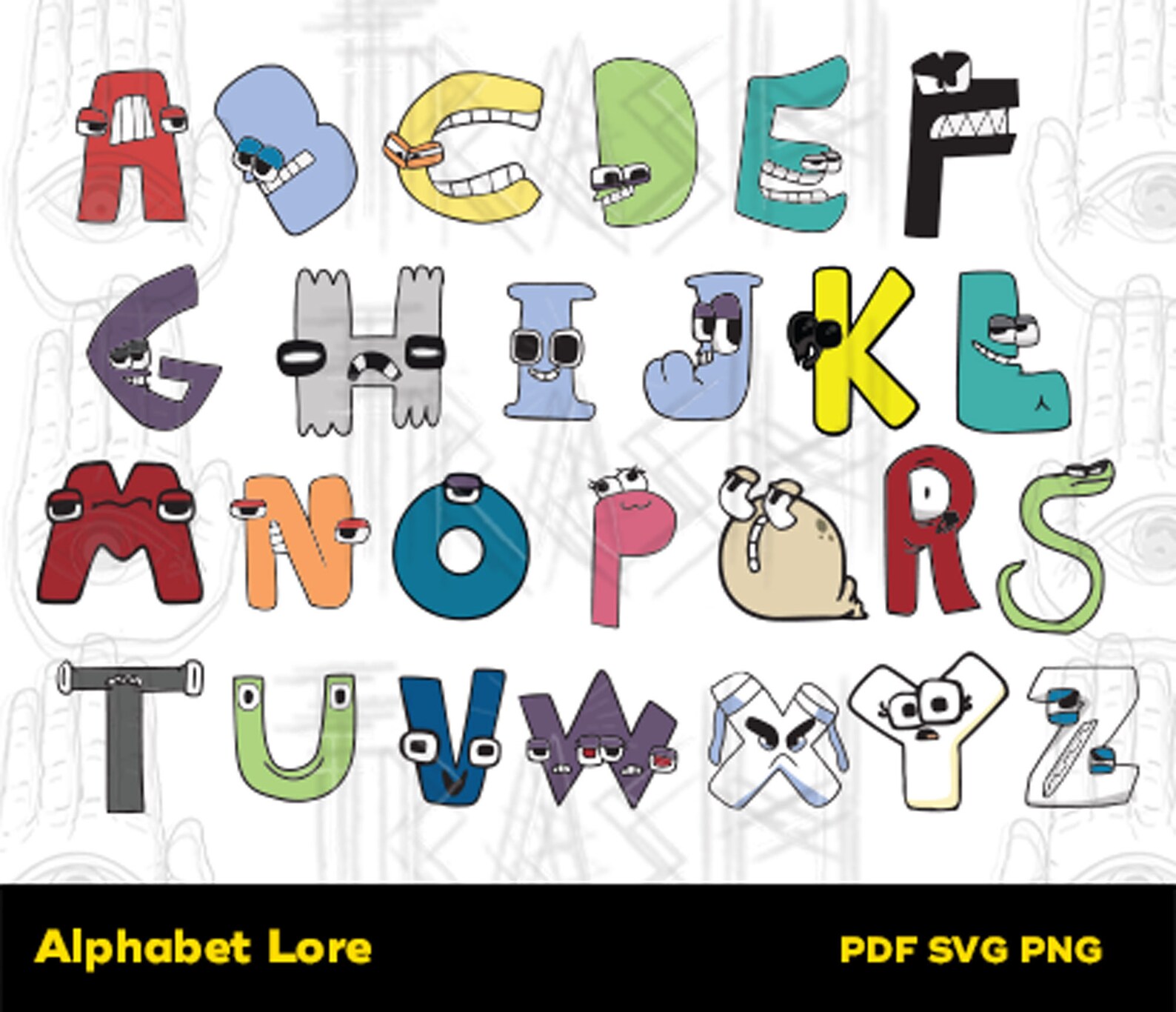 Alphabet Lore Entire Alphabet Individual Letters Fonts Etsy - Riset