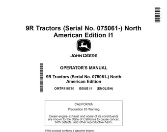 John Deere 9R Tractor Maintenance and Operators Manual OMTR118780 PDF 7