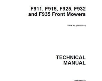 John Deere F911 F915 F925 F932F F935 Front Mower Repair Technical Manual TM1487 PDF