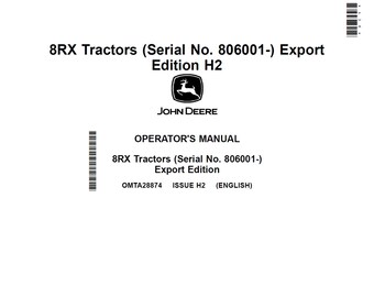 John Deere 8RX Tractor Maintenance and Operators Manual OMTA28874 PDF 8