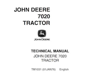 John Deere 7020 Tractor Workshop Service Repair Manual TM1031 PDF