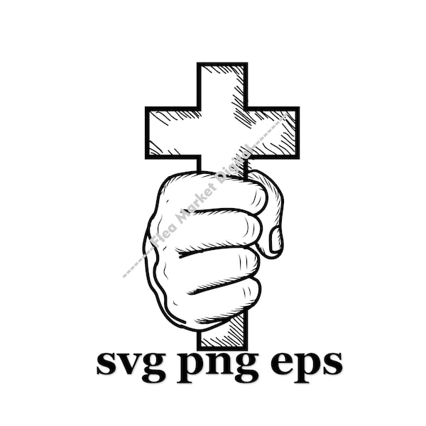 Hand Holding a Cross Christian Faith Jesus Cross SVG PNG EPS Clipart # 7