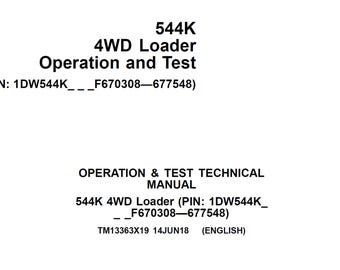 John Deere 544K 4WD lastare drifttestmanual TM13363X19 2018 PDF