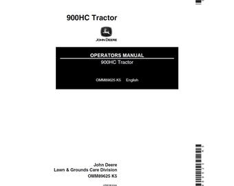 John Deere 900HC トラクター メンテナンスおよびオペレーターマニュアル OMM89625 PDF