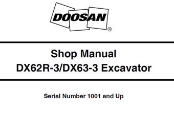 Manuale di officina e assistenza per escavatori Doosan DX62R-3 e DX63-3 S/N 1001 e successivi 950106-01085E PDF