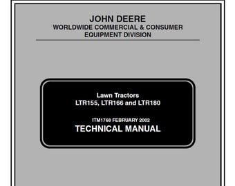 Manual técnico de reparación de tractores cortacésped John Deere LTR155, LTR166 y LTE180 (TM1768) PDF