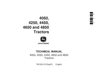 John Deere 4050 4250 4450 4650 4850 Tractors Technical Manual TM1259 PDF