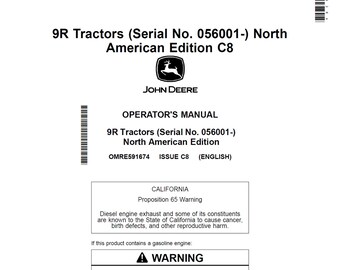John Deere 9R Tractor Maintenance and Operators Manual OMRE591674 PDF 2